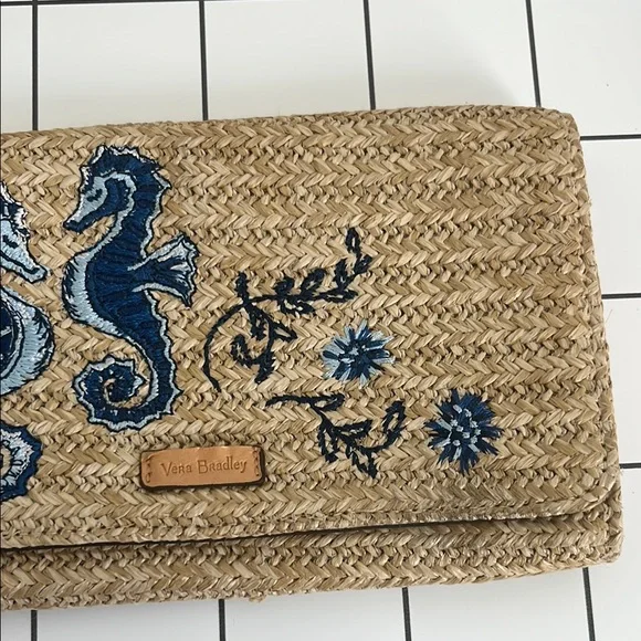 VERA BRADLEY Wicker Clutch with Blue Seahorse Embroidery - Picture 4 of 9